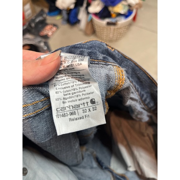 Carhartt Relaxed Fit Men's Blue Denim Jeans 32x32 Workwear Distressed - Picture 3 of 4